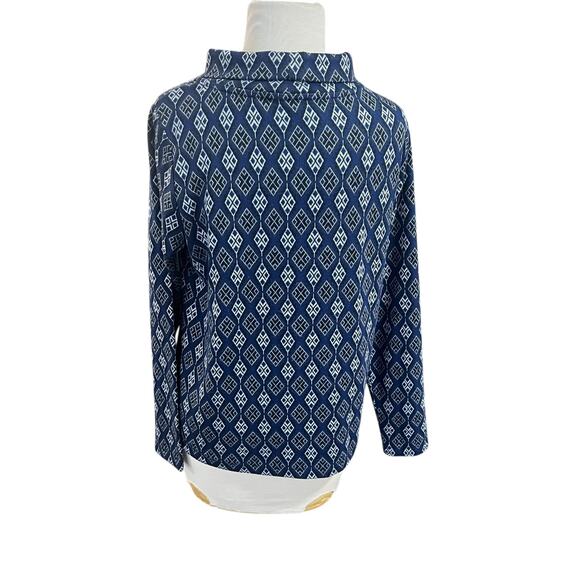 Olsen Henny Stretch Jersey Blue Geometric Top - Ladies US 6 New Made in Germany - Picture 5 of 7